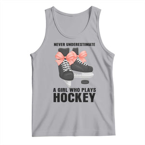 Never Underestimate A Girl Hockey Player Gift Idea Tank Top TS12 Athletic Heather Print Your Wear
