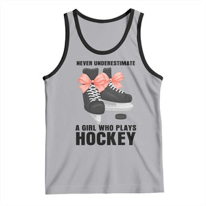 Never Underestimate A Girl Hockey Player Gift Idea Tank Top TS12 Athletic Heather Black Print Your Wear