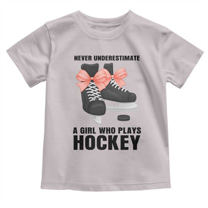 Never Underestimate A Girl Hockey Player Gift Idea Toddler T Shirt TS12 Ice Gray Print Your Wear