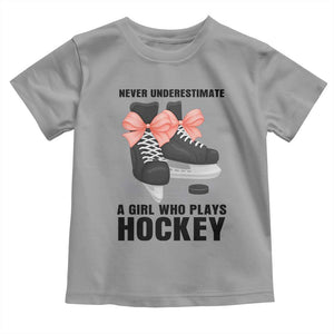 Never Underestimate A Girl Hockey Player Gift Idea Toddler T Shirt TS12 Sport Gray Print Your Wear