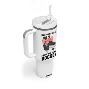 Never Underestimate A Girl Hockey Player Gift Idea Tumbler With Handle TS12 Print Your Wear