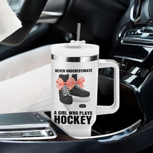 Never Underestimate A Girl Hockey Player Gift Idea Tumbler With Handle TS12 Print Your Wear