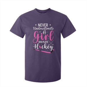 Never Underestimate A Girl Who Plays Hockey T Shirt For Kid Sports Lover Gift TS12 Purple Print Your Wear