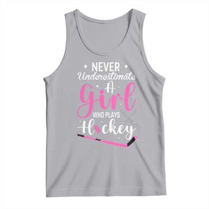 Never Underestimate A Girl Who Plays Hockey Tank Top Sports Lover Gift TS12 Athletic Heather Print Your Wear