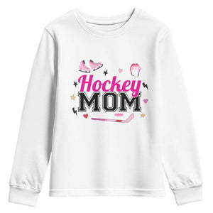 Proud Hockey Mom Youth Sweatshirt Ice Hockey Supporter Gift TS12 White Print Your Wear