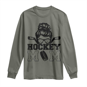 Funny Hockey Mom Quote Long Sleeve Shirt Gift For Hockey Lovers TS12 Military Green Print Your Wear