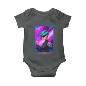 Cyberpunk Girl Legend Never Die Baby Onesie Gaming Aesthetic Gift TS12 Dark Heather Print Your Wear