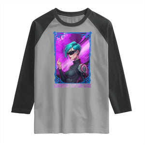 Cyberpunk Girl Legend Never Die Raglan Shirt Gaming Aesthetic Gift TS12 Sport Gray Black Print Your Wear