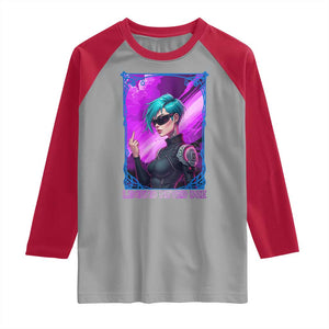 Cyberpunk Girl Legend Never Die Raglan Shirt Gaming Aesthetic Gift TS12 Sport Gray Red Print Your Wear