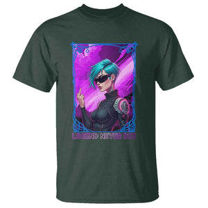Cyberpunk Girl Legend Never Die T Shirt Gaming Aesthetic Gift TS12 Dark Forest Green Print Your Wear