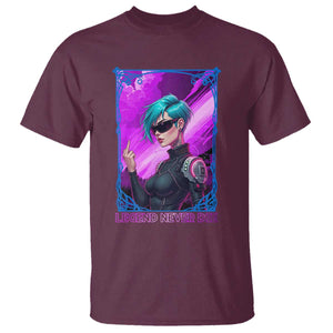 Cyberpunk Girl Legend Never Die T Shirt Gaming Aesthetic Gift TS12 Maroon Print Your Wear