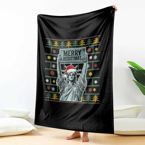 Funny Liberty Statue Ugly Sweater Gift Throw Blanket Merry Resistmas TS12 Print Your Wear