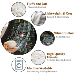 Funny Liberty Statue Ugly Sweater Gift Throw Blanket Merry Resistmas TS12 Print Your Wear