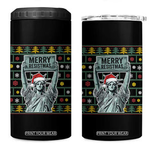 Funny Liberty Statue Ugly Sweater Gift 4 in 1 Can Cooler Tumbler Merry Resistmas TS12 One Size: 16 oz Black Print Your Wear