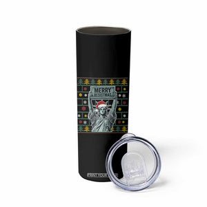 Funny Liberty Statue Ugly Sweater Gift Skinny Tumbler Merry Resistmas TS12 Print Your Wear