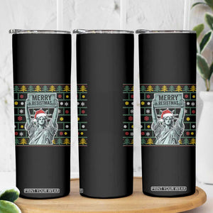 Funny Liberty Statue Ugly Sweater Gift Skinny Tumbler Merry Resistmas TS12 Print Your Wear