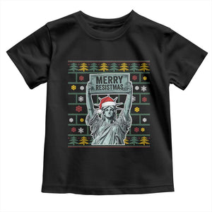 Funny Liberty Statue Ugly Sweater Gift Toddler T Shirt Merry Resistmas TS12 Black Print Your Wear