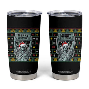 Funny Liberty Statue Ugly Sweater Gift Tumbler Cup Merry Resistmas TS12 Black Print Your Wear