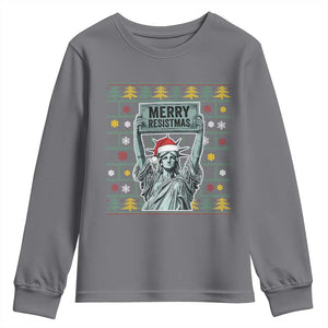 Funny Liberty Statue Ugly Sweater Gift Youth Sweatshirt Merry Resistmas TS12 Charcoal Print Your Wear