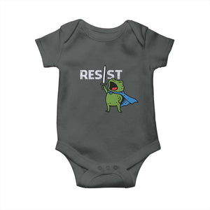 Resist Frog Warrior Baby Onesie Funny Rebel Meme Gift TS12 Dark Heather Print Your Wear