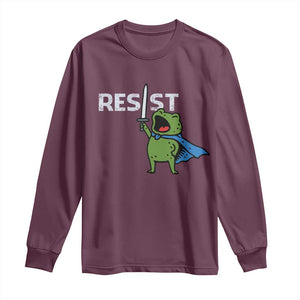 Resist Frog Warrior Long Sleeve Shirt Funny Rebel Meme Gift TS12 Maroon Print Your Wear