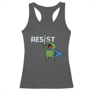 Resist Frog Warrior Racerback Tank Top Funny Rebel Meme Gift TS12 Dark Heather Print Your Wear