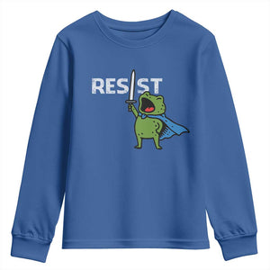 Resist Frog Warrior Youth Sweatshirt Funny Rebel Meme Gift TS12 Royal Blue Print Your Wear