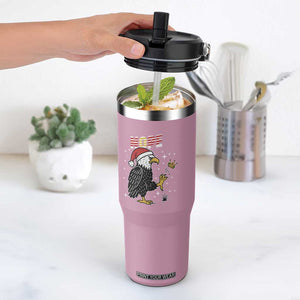 Funny Eagle No Kings In America Christmas 2025 Flip Straw Tumbler TS12 One Size: 30 oz Light Pink Print Your Wear