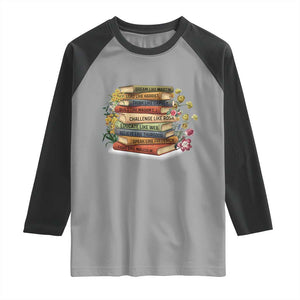 Black History Leaders Book Raglan Shirt African American Teachers TS12 Sport Gray Black Print Your Wear