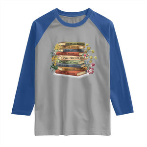 Black History Leaders Book Raglan Shirt African American Teachers TS12 Sport Gray Royal Print Your Wear