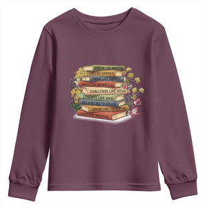 Black History Leaders Book Youth Sweatshirt African American Teachers TS12 Maroon Print Your Wear