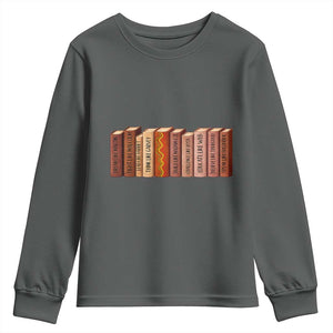 African American Teachers Gift Youth Sweatshirt Black History Leaders Book TS12 Dark Heather Print Your Wear