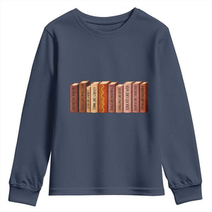 African American Teachers Gift Youth Sweatshirt Black History Leaders Book TS12 Navy Print Your Wear