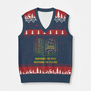 Black History Leaders Book V-Neck Knit Sweater Vest African American History For Teachers TS12 Navy Red Print Your Wear