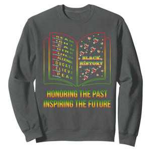 Black History Leaders Book Sweatshirt African American History For Teachers TS12 Dark Heather Print Your Wear