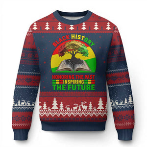 Black History Honoring The Past Inspiring The Future Ugly Christmas Sweater African American Pride TS12 Navy Red Print Your Wear