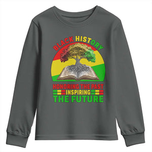 Black History Honoring The Past Inspiring The Future Youth Sweatshirt African American Pride TS12 Dark Heather Print Your Wear