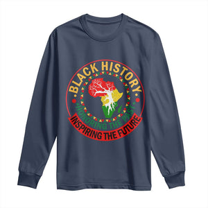 Inspiring The Future Honoring The Past Long Sleeve Shirt African American Heritage TS12 Navy Print Your Wear