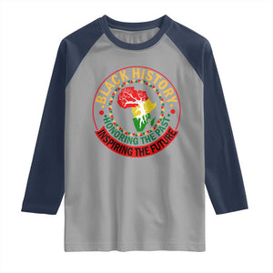 Inspiring The Future Honoring The Past Raglan Shirt African American Heritage TS12 Sport Gray Navy Print Your Wear