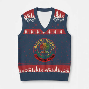 Black History Month Quote V-Neck Knit Sweater Vest Honoring The Past Inspiring The Future Gift TS12 Navy Red Print Your Wear