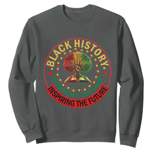 Black History Month Quote Sweatshirt Honoring The Past Inspiring The Future Gift TS12 Dark Heather Print Your Wear