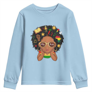 My Roots Black History Culture Pride Youth Sweatshirt African American Heritage TS12 Light Blue Print Your Wear
