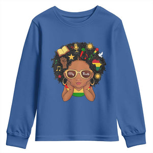 My Roots Black History Culture Pride Youth Sweatshirt African American Heritage TS12 Royal Blue Print Your Wear
