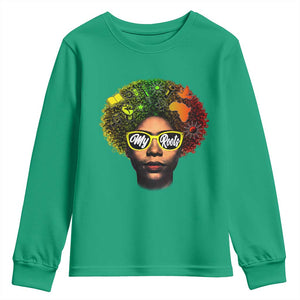 Black History Month Youth Sweatshirt My Roots African American Pride Gift TS12 Irish Green Print Your Wear