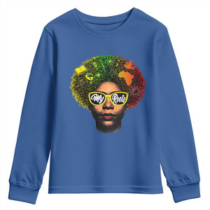 Black History Month Youth Sweatshirt My Roots African American Pride Gift TS12 Royal Blue Print Your Wear