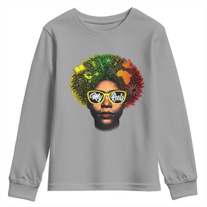 Black History Month Youth Sweatshirt My Roots African American Pride Gift TS12 Sport Gray Print Your Wear