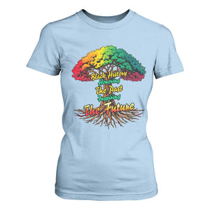 Black History Month Quote T Shirt For Women Inspiring The Future Honoring The Past TS12 Light Blue Print Your Wear