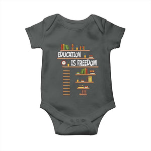 Education Is Freedom Baby Onesie African American History Africa Map Books TS12 Dark Heather Print Your Wear