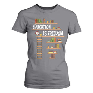 Education Is Freedom T Shirt For Women African American History Africa Map Books TS12 Charcoal Print Your Wear