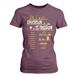 Education Is Freedom T Shirt For Women African American History Africa Map Books TS12 Maroon Print Your Wear